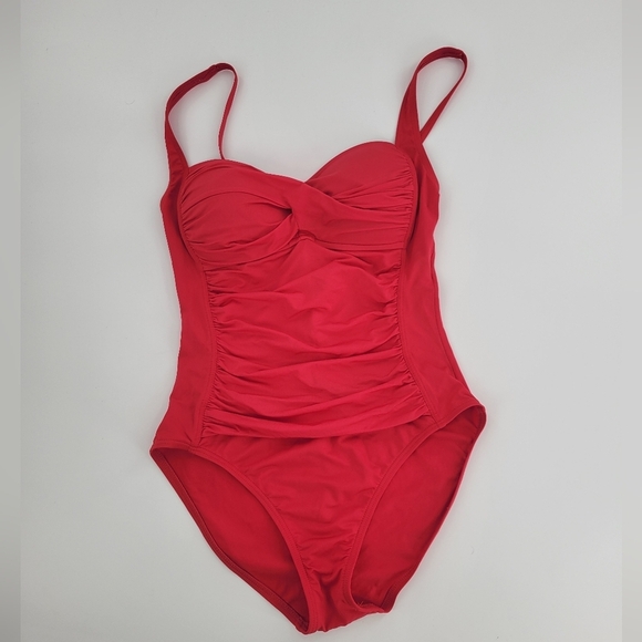 La Blanca Red One Piece Swimwear Tummy Control Size 8 - Picture 1 of 4